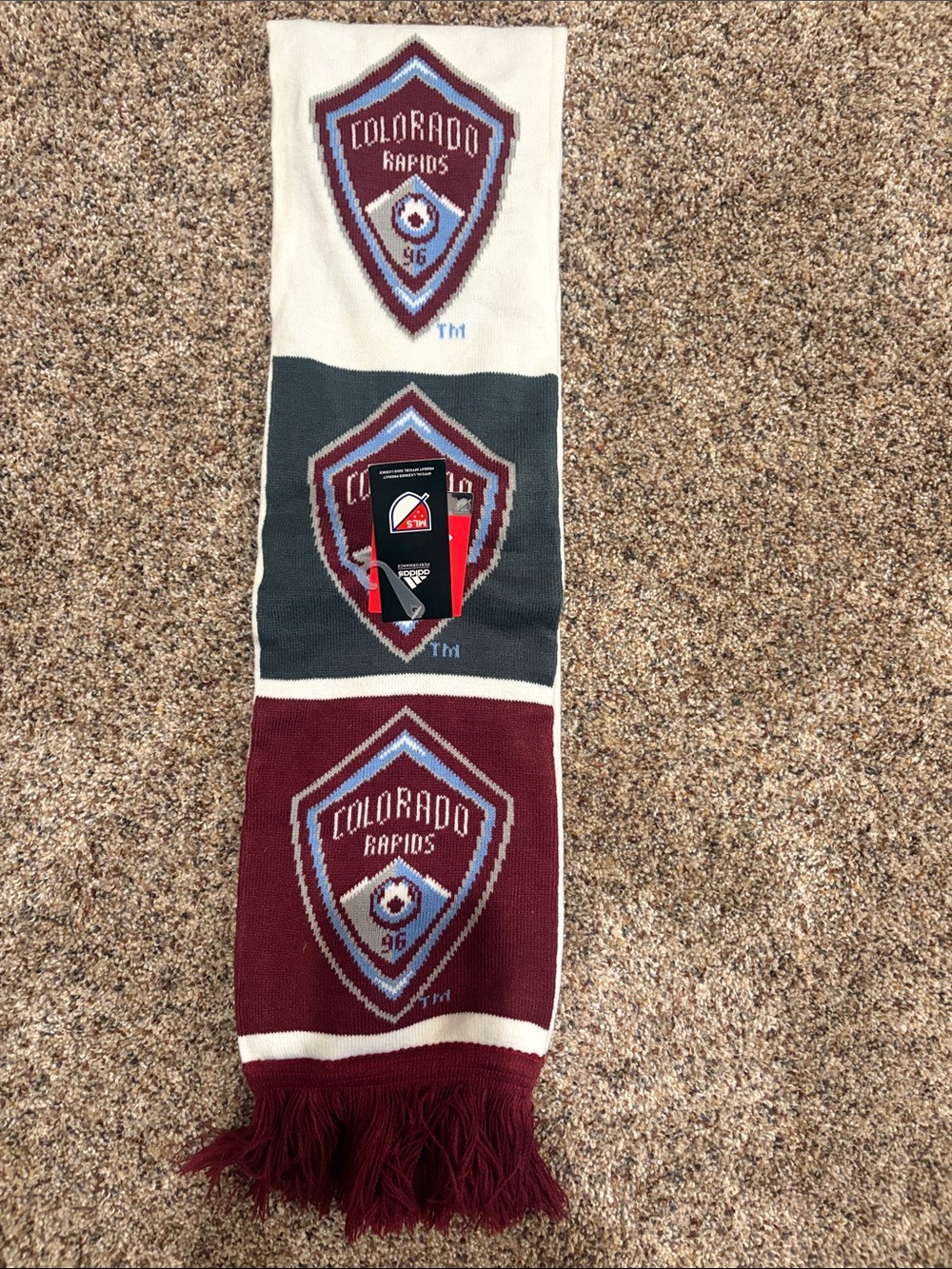 adidas Burgundy, Light Blue & Gray Colorado Rapids Knit Scarf